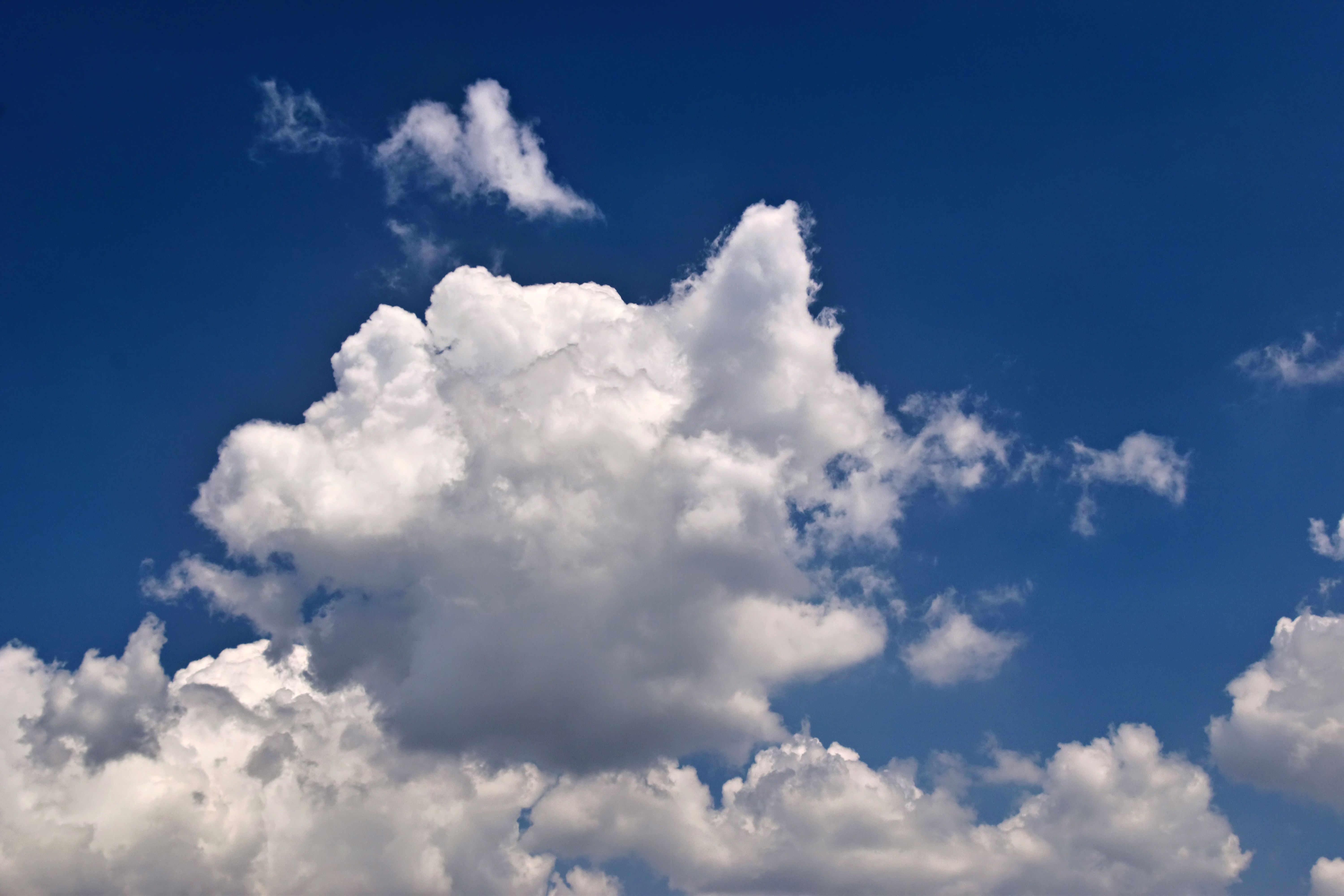 Beautiful Cumulus Clouds Against a Clear Blue Sky · Free Stock Photo