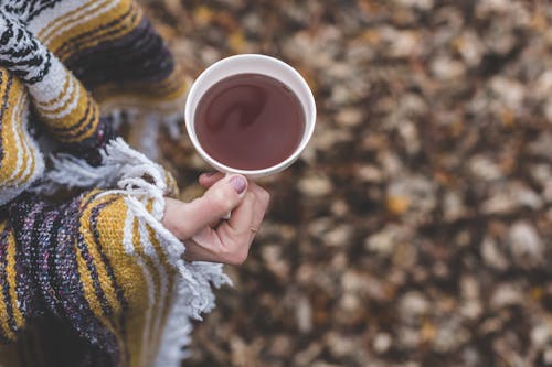 Person Holding Cup of Tea