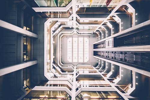 High-angle Photo of Gray and White Building Interior