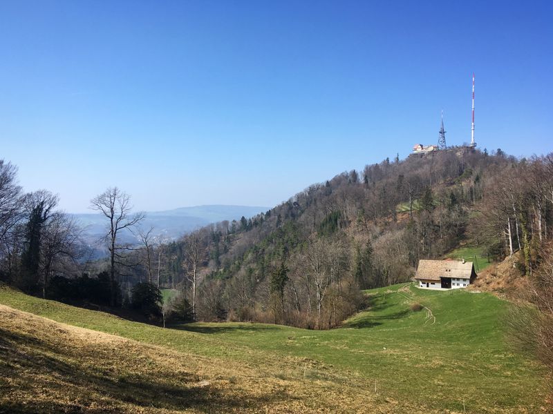 Scenic Swiss landscape with the Uetliberg tower near Zurich