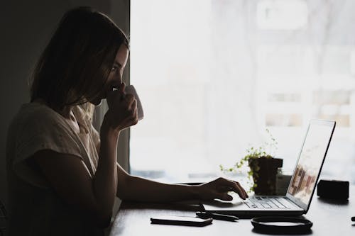 Free Woman Using Laptop Stock Photo