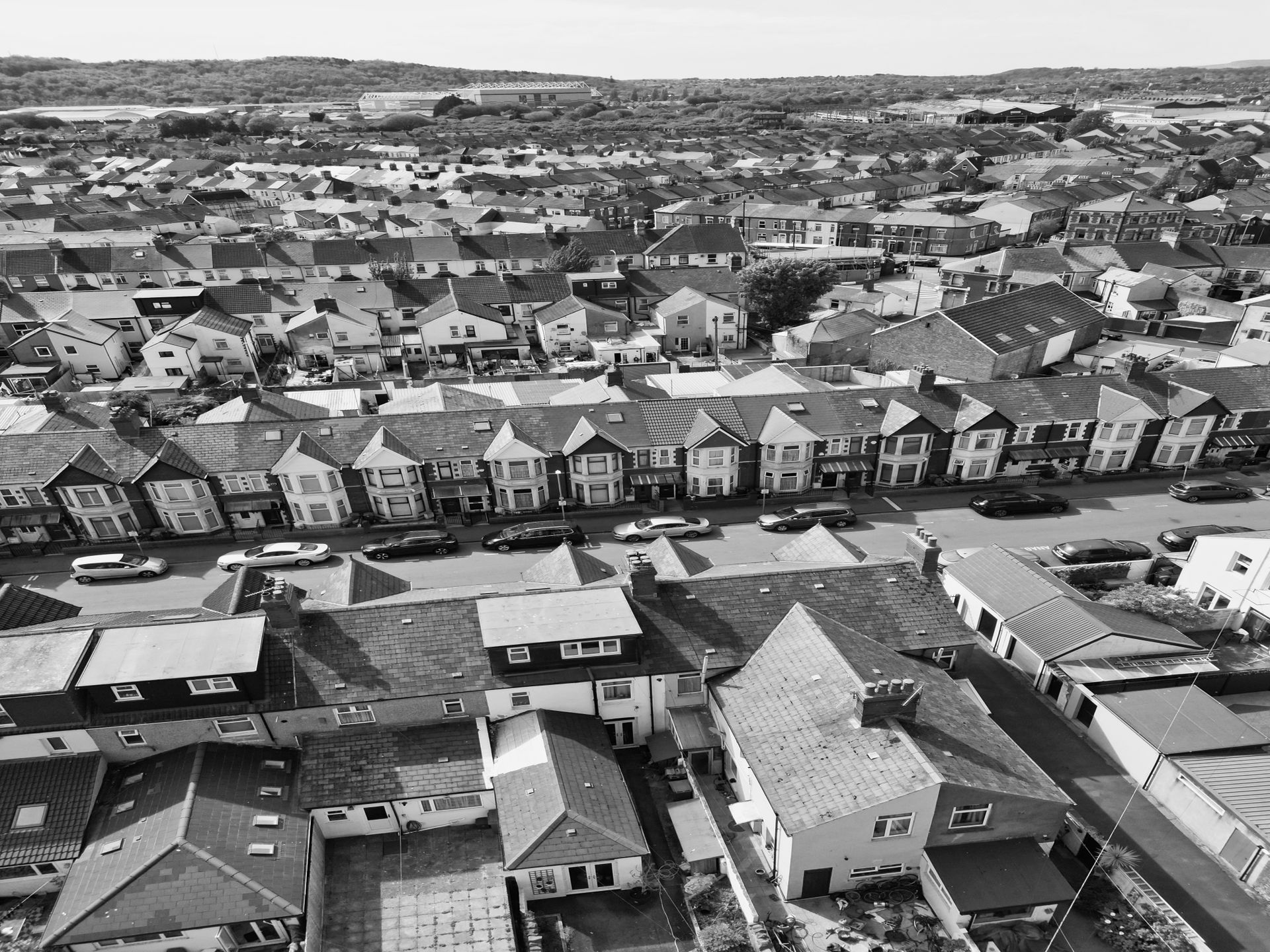 Residential rooftops across Cardiff, South Wales