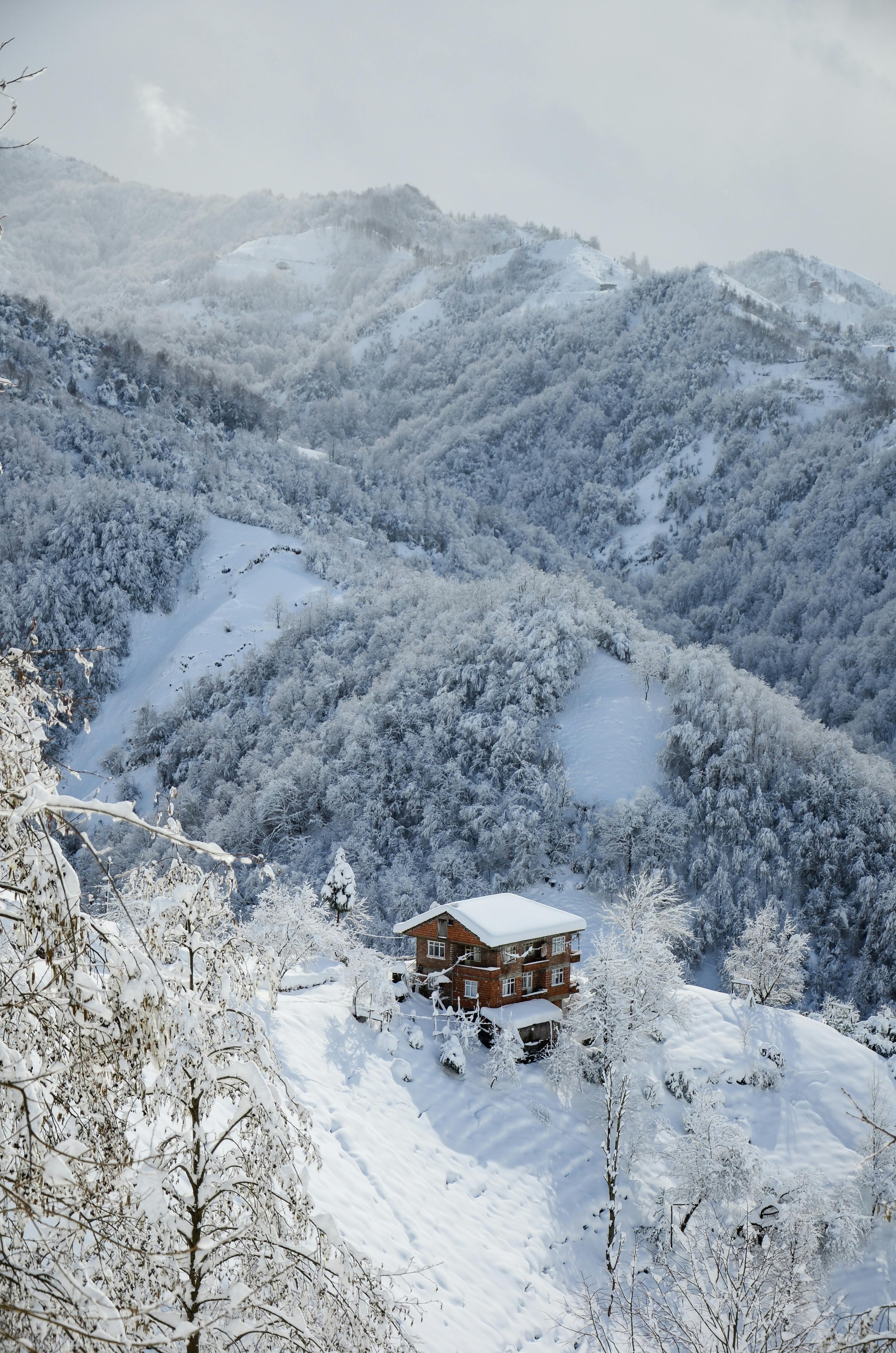 scenic photo of house on mountain