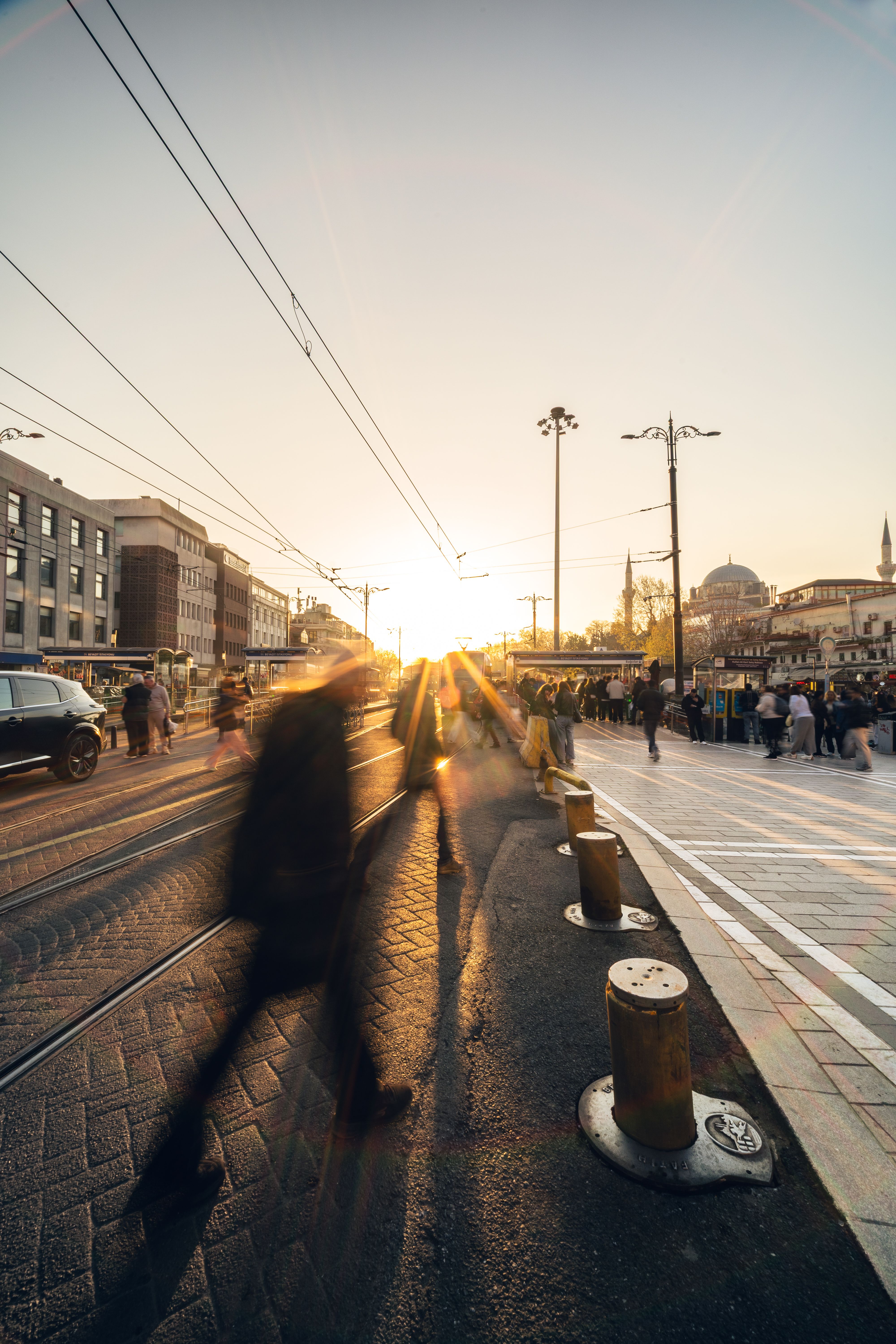 Dynamic long exposure of street life in Istanbul at sunset, capturing vibrant urban atmosphere.. pexels, dynamic, long