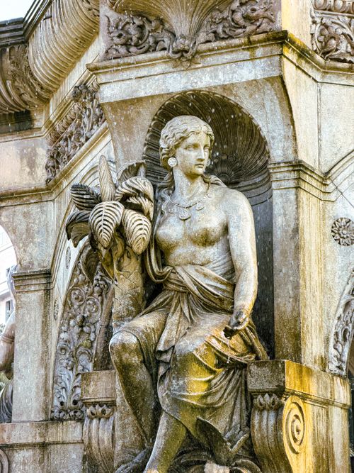 Free Historic sculpture detail on an outdoor fountain in Mumbai, India. Stock Photo