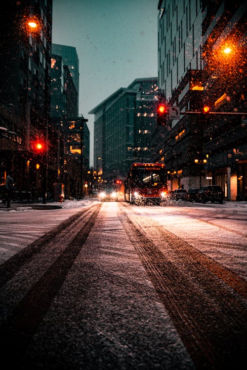 Free Road Covered with Snow Stock Photo