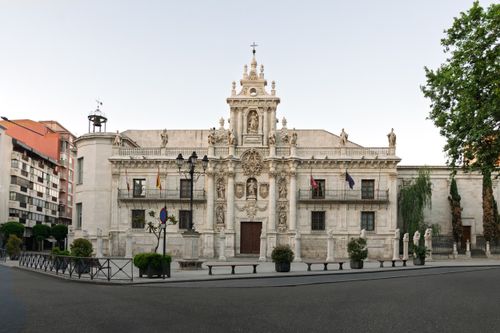 Free The impressive facade of the University of Valladolid, a prime example of Spanish Baroque architecture. Stock Photo