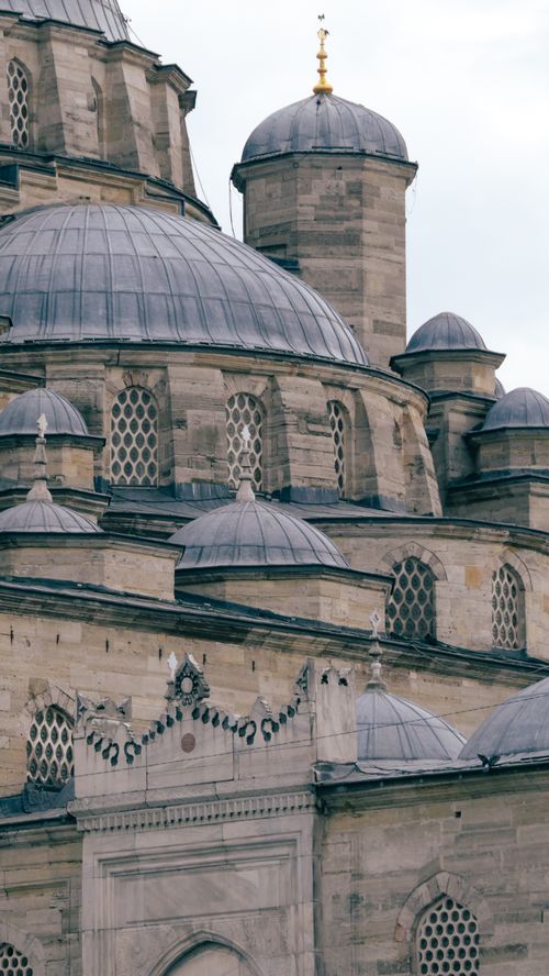 Free Close-up of traditional Ottoman mosque domes in Istanbul, Türkiye showcasing intricate architectural design. Stock Photo