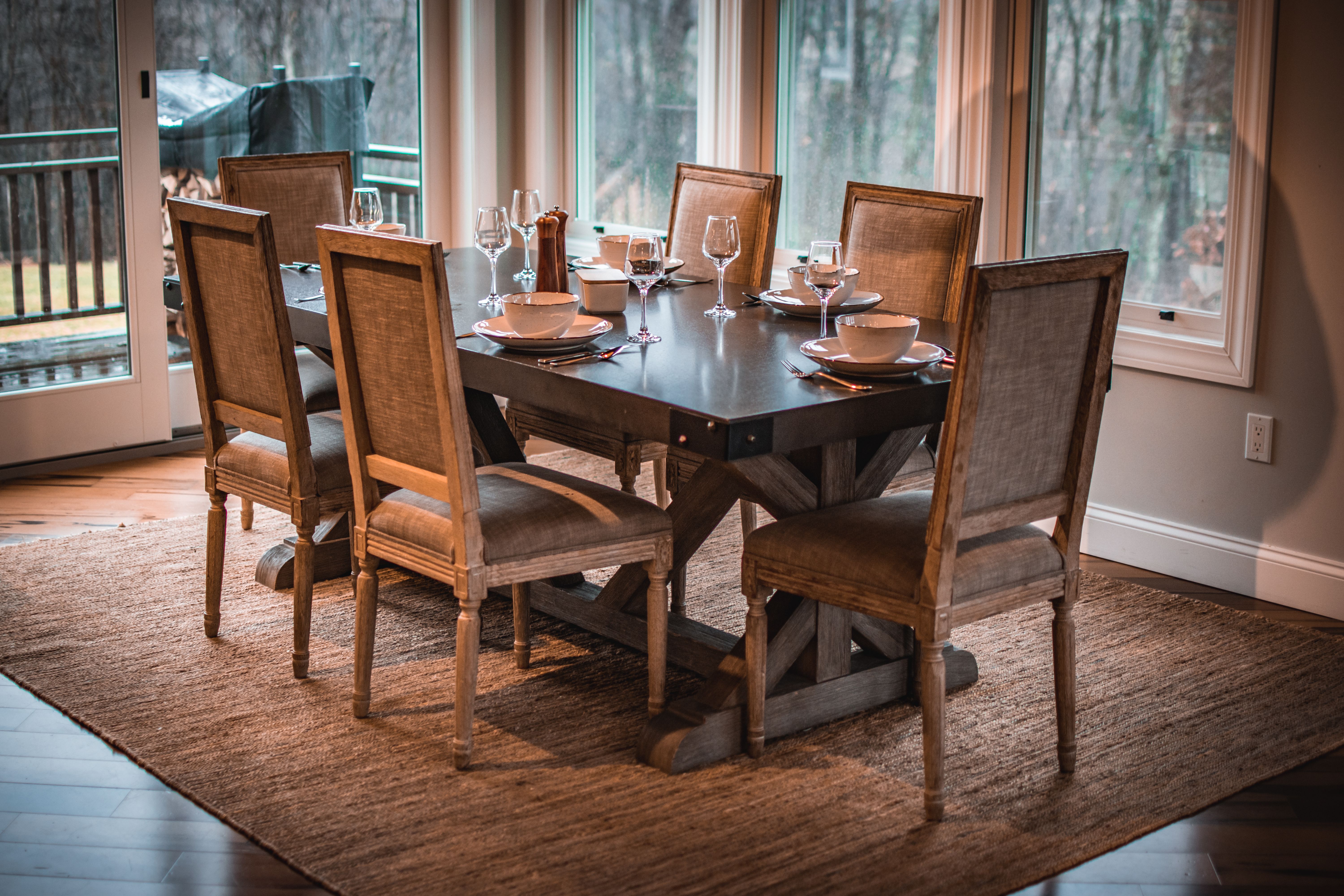 Oval Redwood Dining Table 6-Seat Set with Ming Style Chairs Classical Redwood