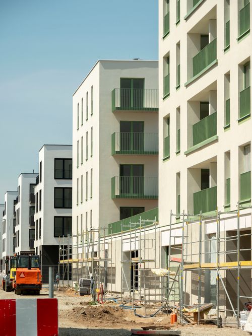 Free Contemporary apartment blocks in Wrocław, Poland under construction. Stock Photo