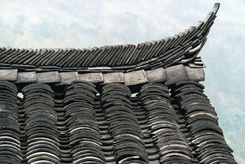 Close-up of new slate tiles