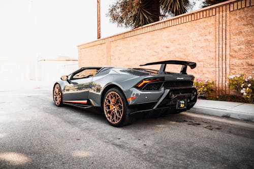 Gray Lamborghini Parked On The Road