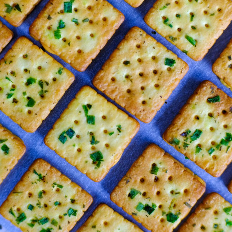 Sourdough Vietnamese Annatto and Roasted Shallot Crackers