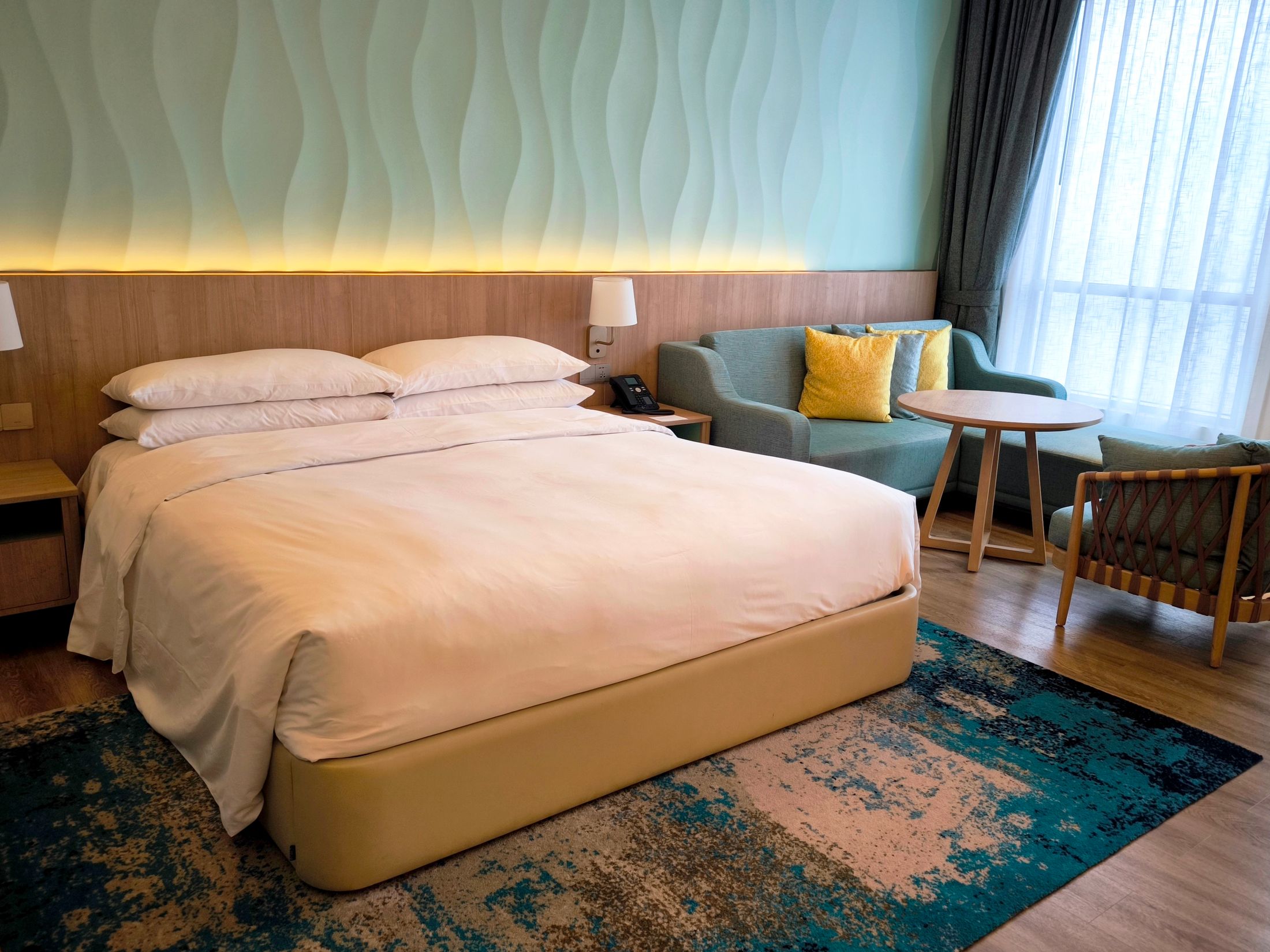 Modern cozy hotel room interior