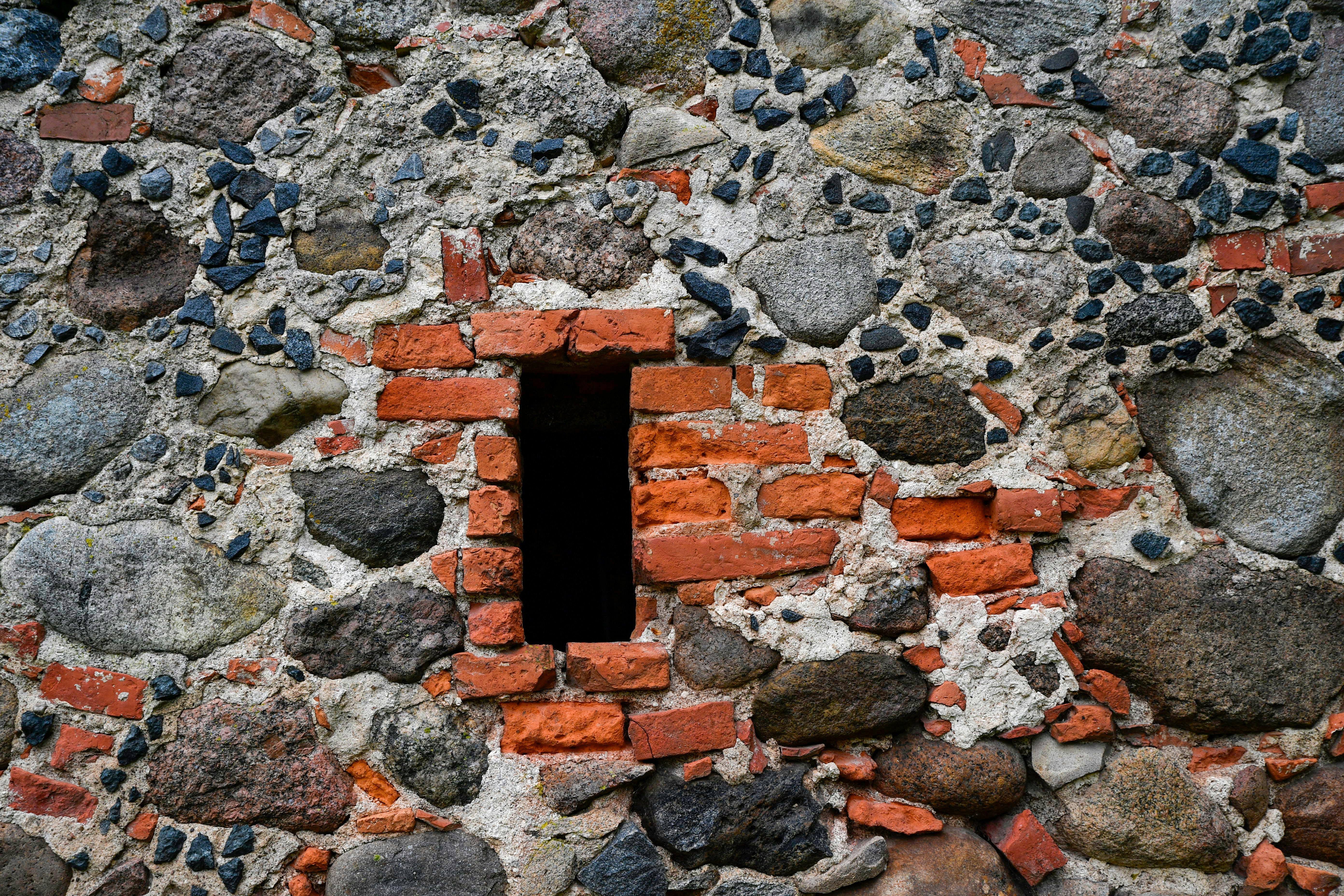 Historic brick and stone wall — rubble masonry detail