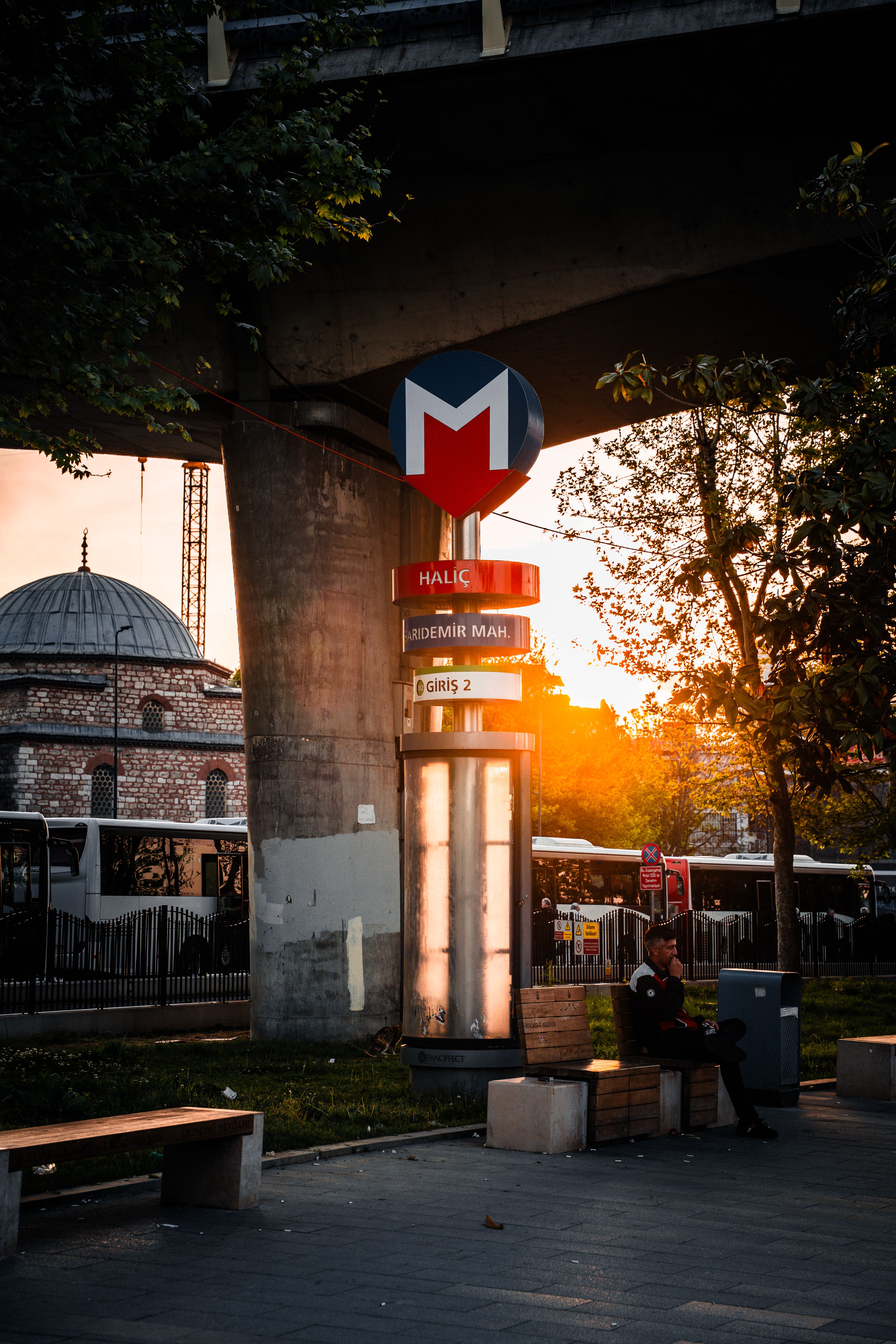 Sunset at Halic Metro Entrance in Istanbul · Free Stock Photo