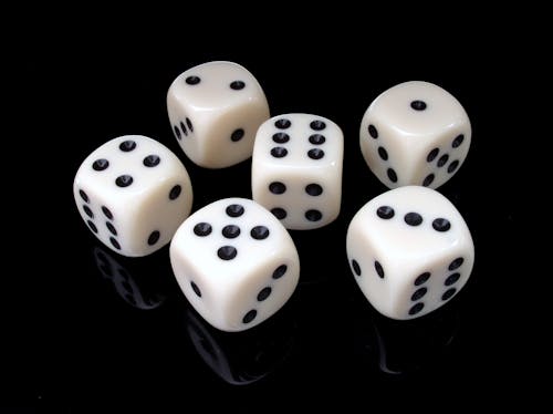 Free 6 Pieces of Black and White Dice Stock Photo