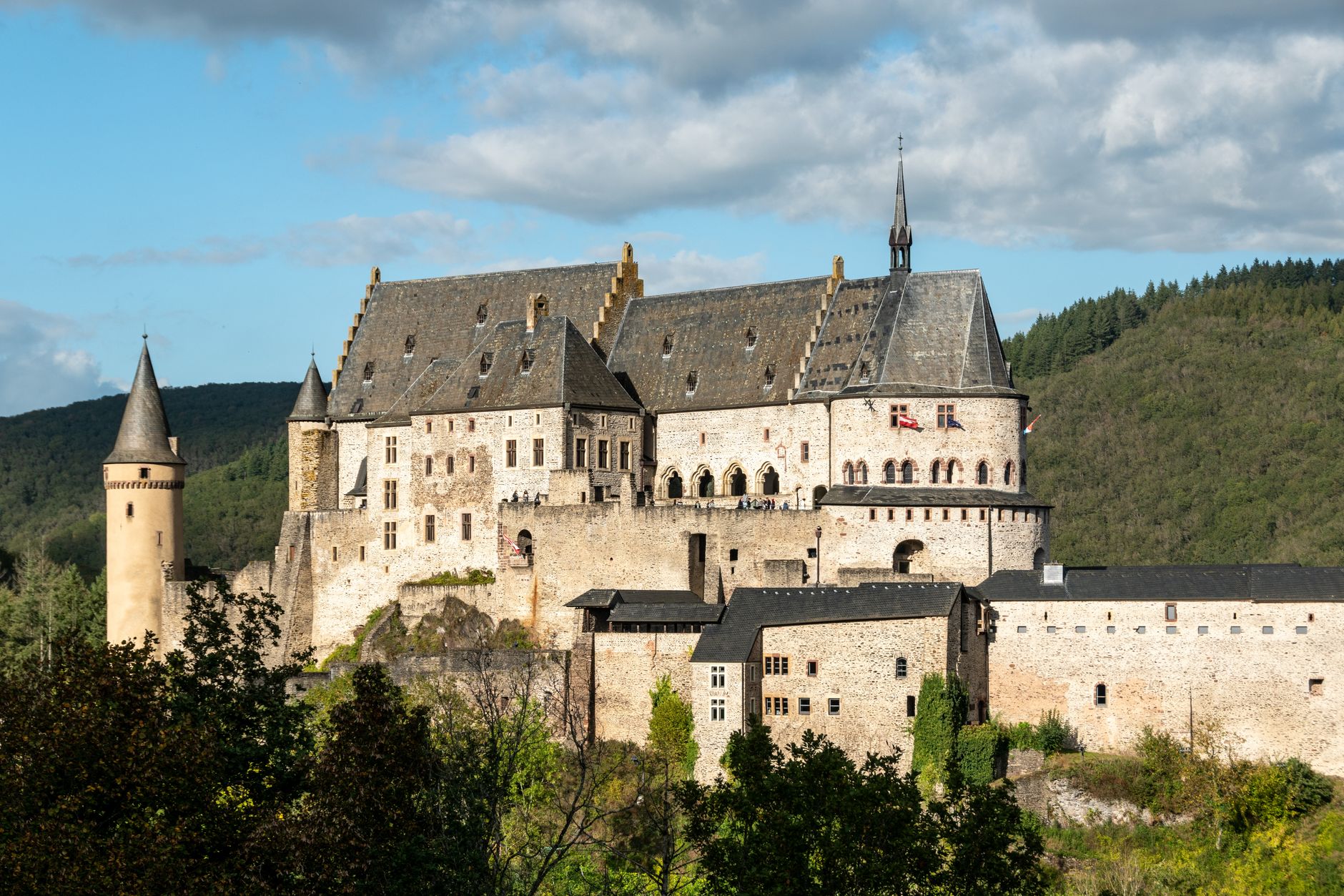 Bourscheid Castle ruins on a ridge above the Sûre river