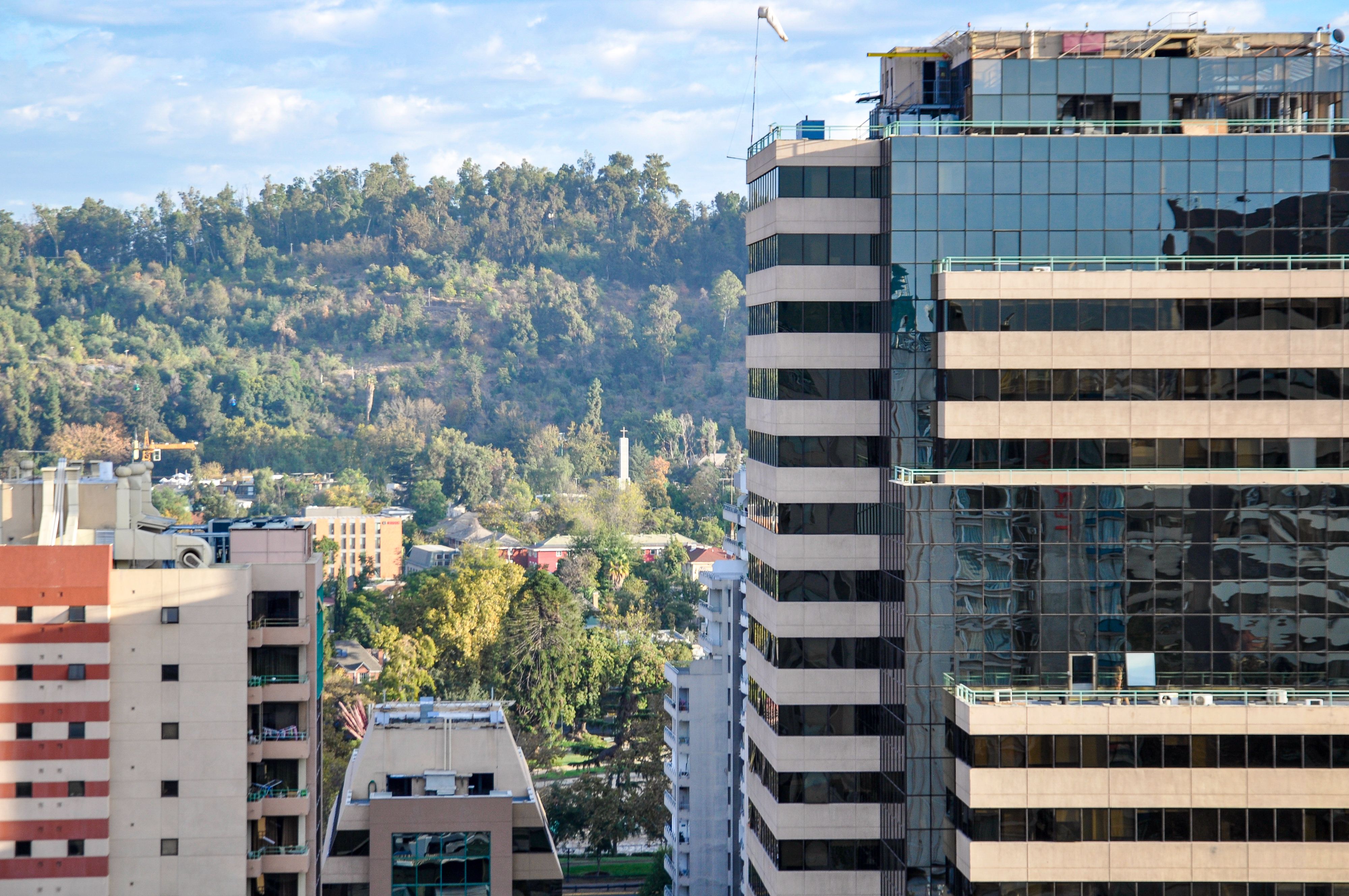 Elegant hotel room in Santiago, Chile, with city views