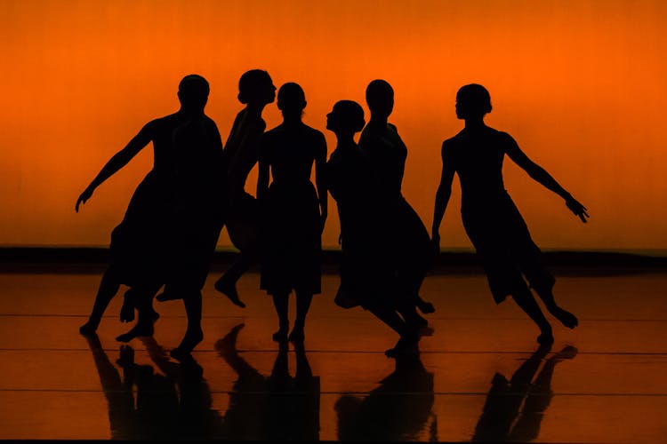 Silhouette Of People Dancing On Brown Wooden Floor