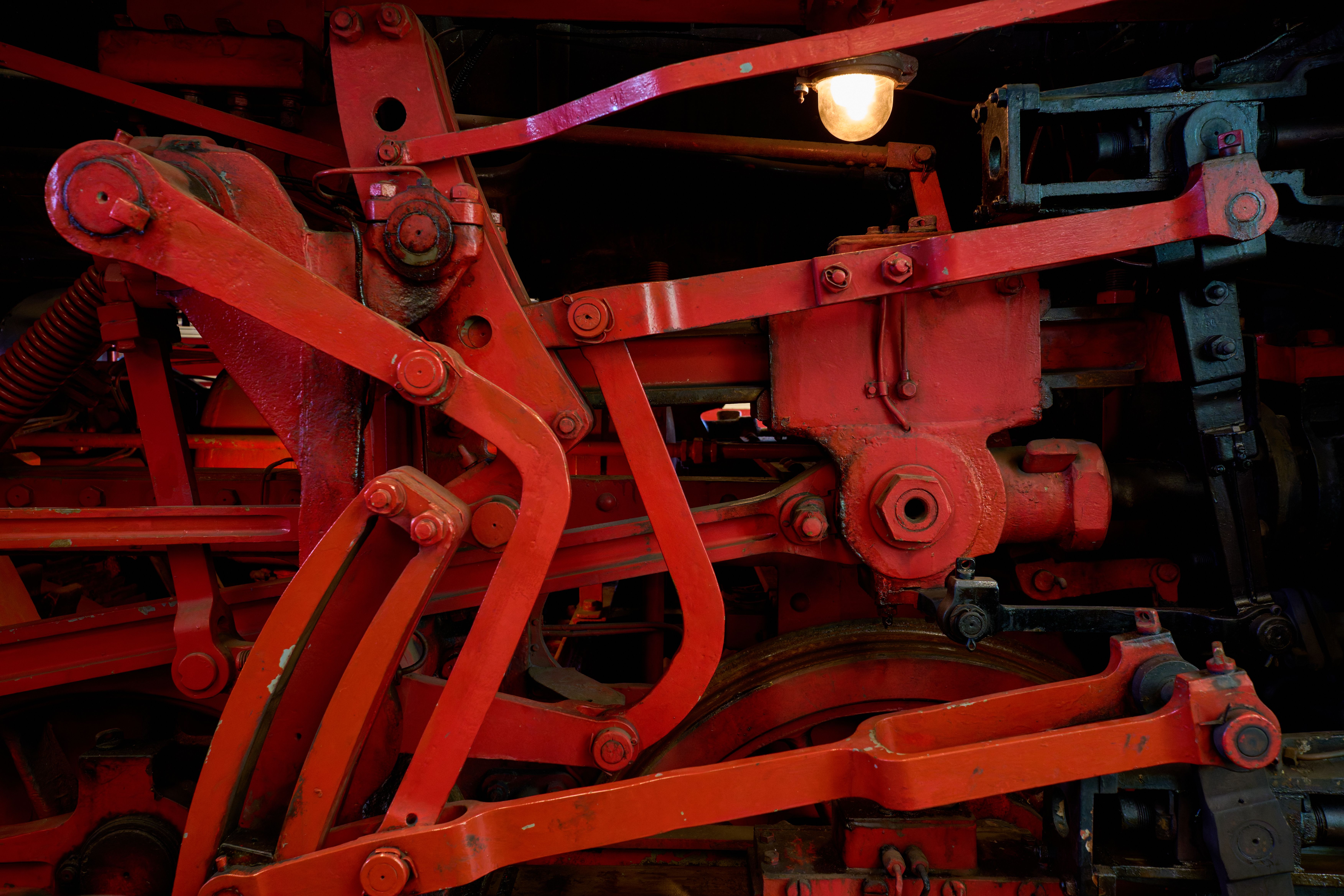 Close-up of Vintage Train Engine Components · Free Stock Photo