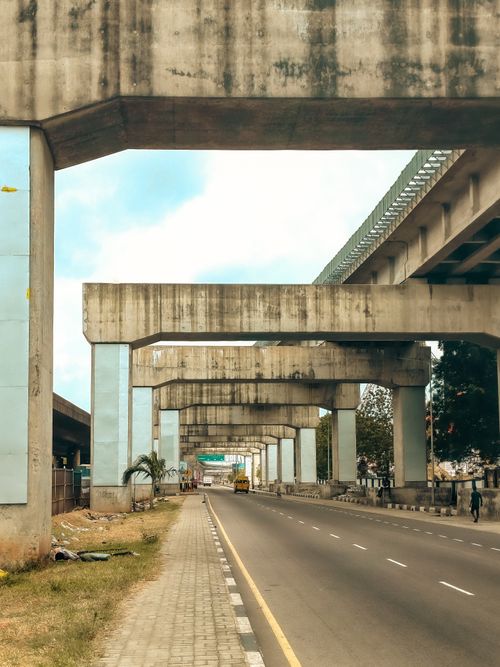 Free Concrete overpass structure showcasing urban design and symmetry. Stock Photo