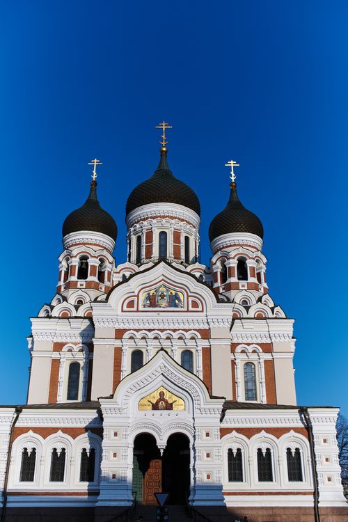 Free Stunning view of Alexander Nevsky Cathedral in Tallinn against a clear blue sky. Stock Photo