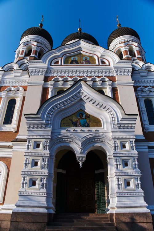 Free Explore the intricate details of Alexander Nevsky Cathedral's facade in Tallinn, Estonia. Stock Photo