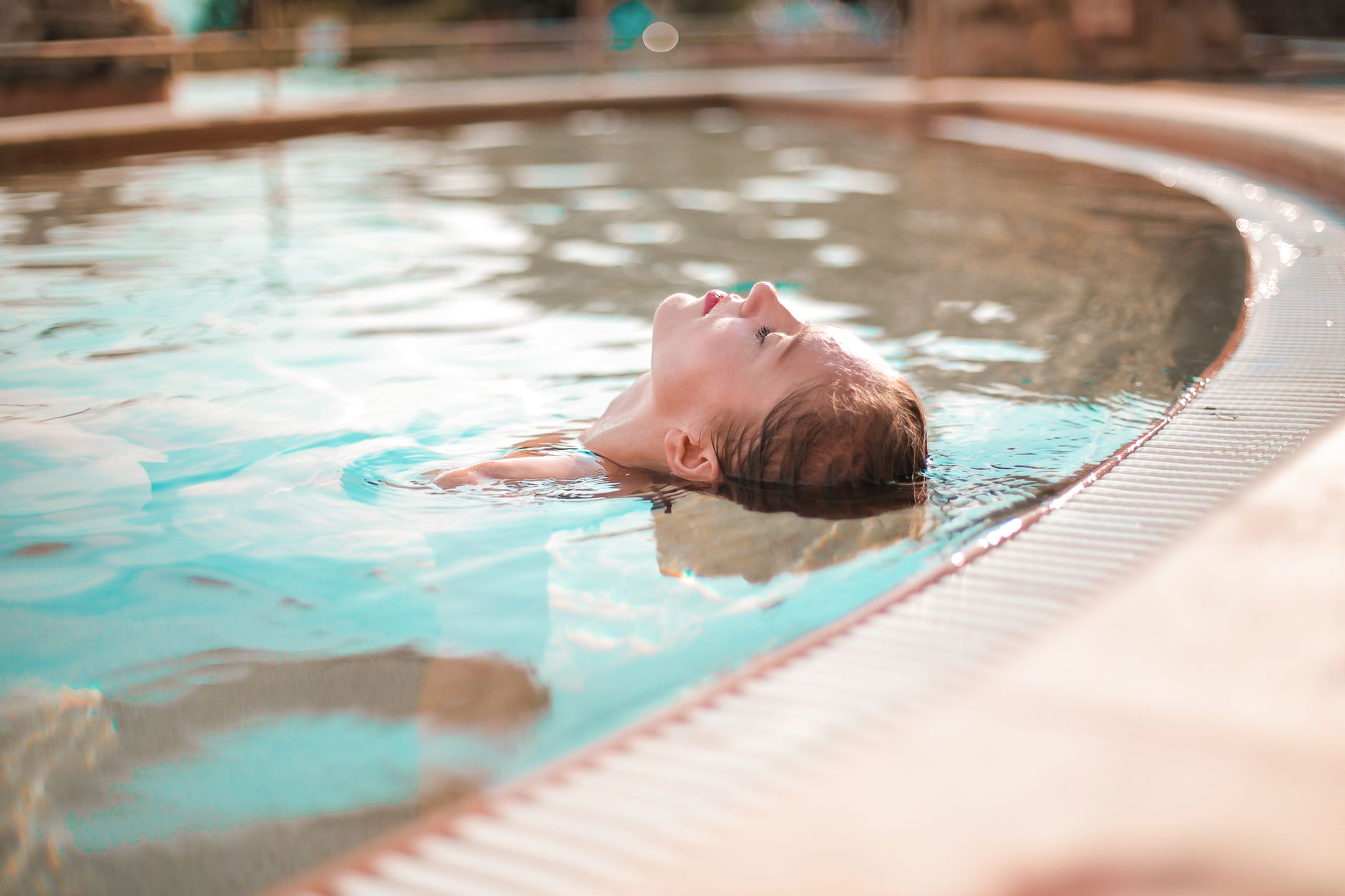 Outdoor thermal pool at Mondorf-les-Bains spa