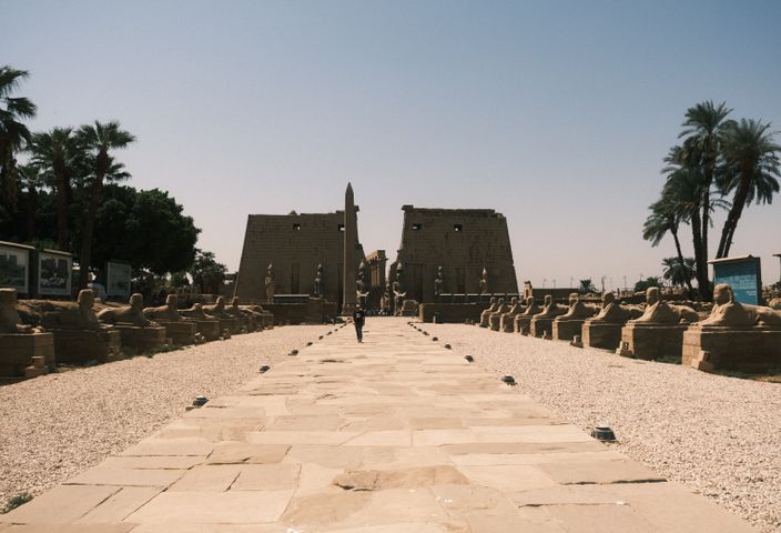 Discover the ancient Avenue of Sphinxes leading to Luxor Temple in Egypt, a marvel of ancient architecture.