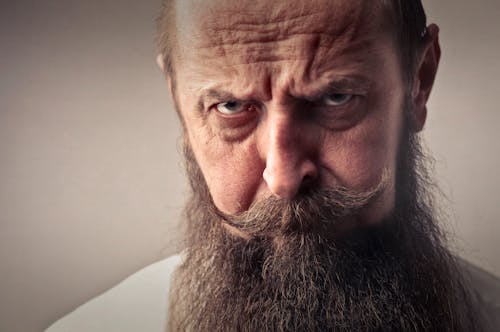 Elderly Man With Full Beard and Mustache