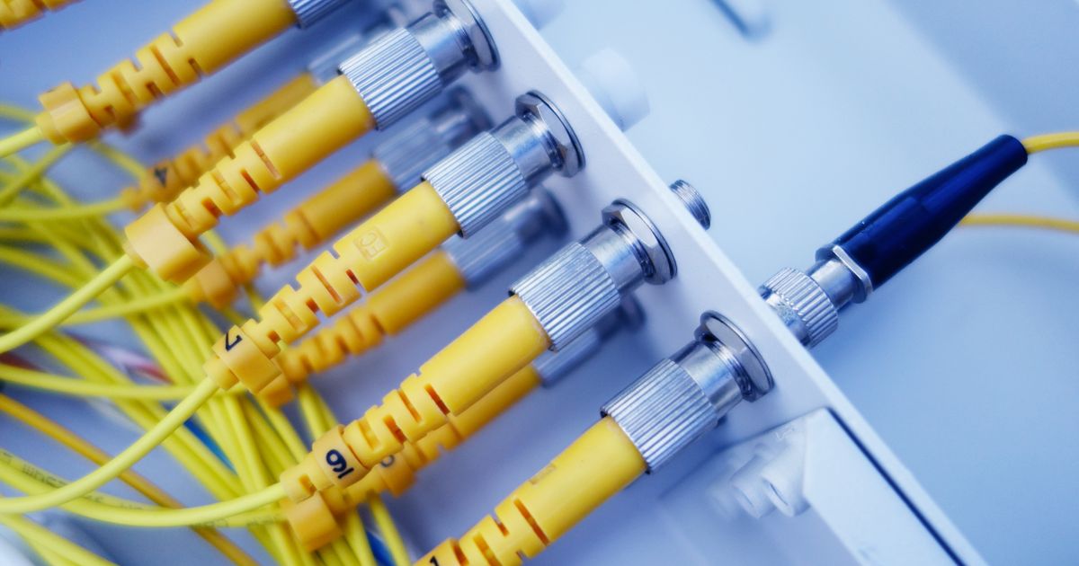 High speed fiber optic network connections used to illustrate arbitrage trading execution speed