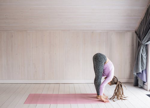 Woman In Pink Long Sleeve Shirt And Gray Leggings Doing Yoga · Free ...