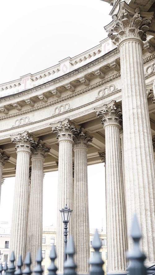 Free Elegant stone columns of Kazan Cathedral, showcasing classical architecture in St. Petersburg, Russia. Stock Photo