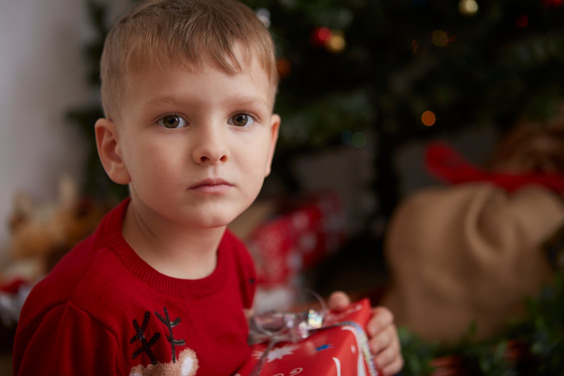 Free Boy in Red Crew Neck T-shirt Stock Photo