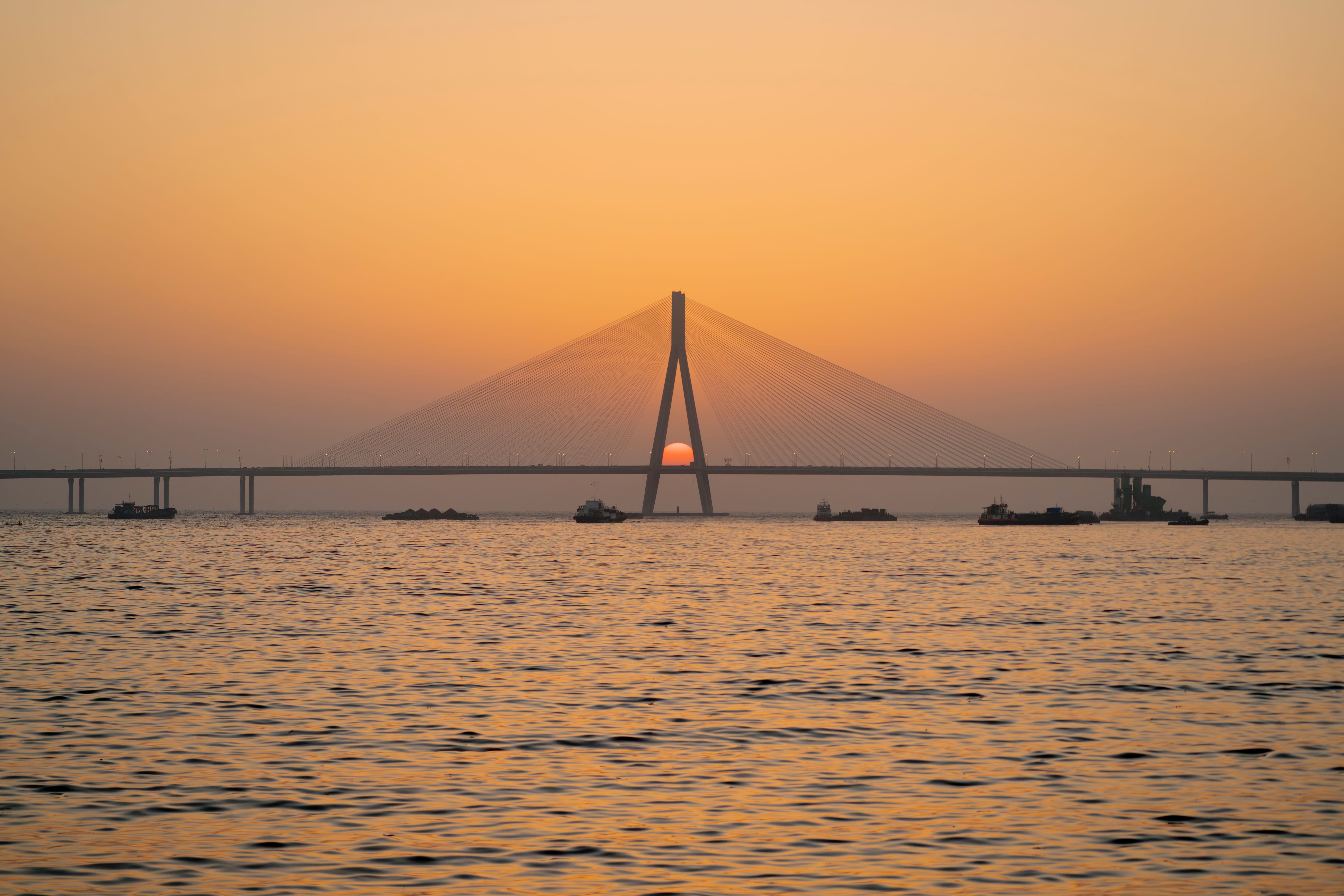 Bandra Worli Sea Link at sunset, Mumbai