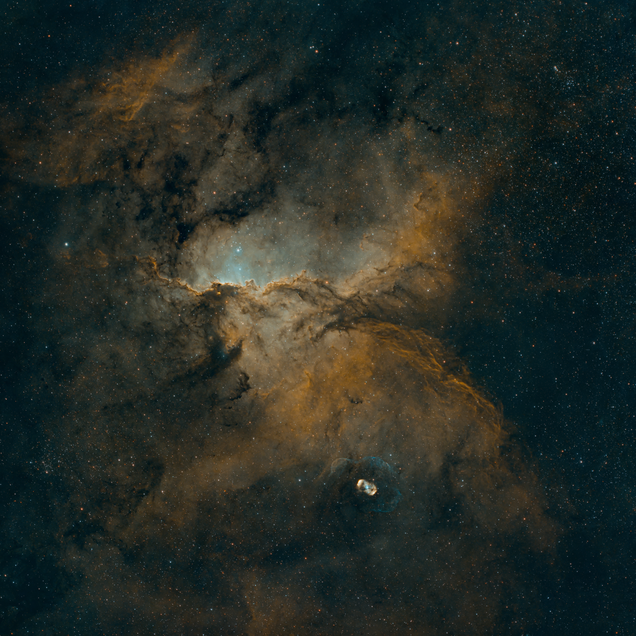 Stunning image of a colorful nebula and bright stars captured in São Pedro de Alcântara, Brazil.