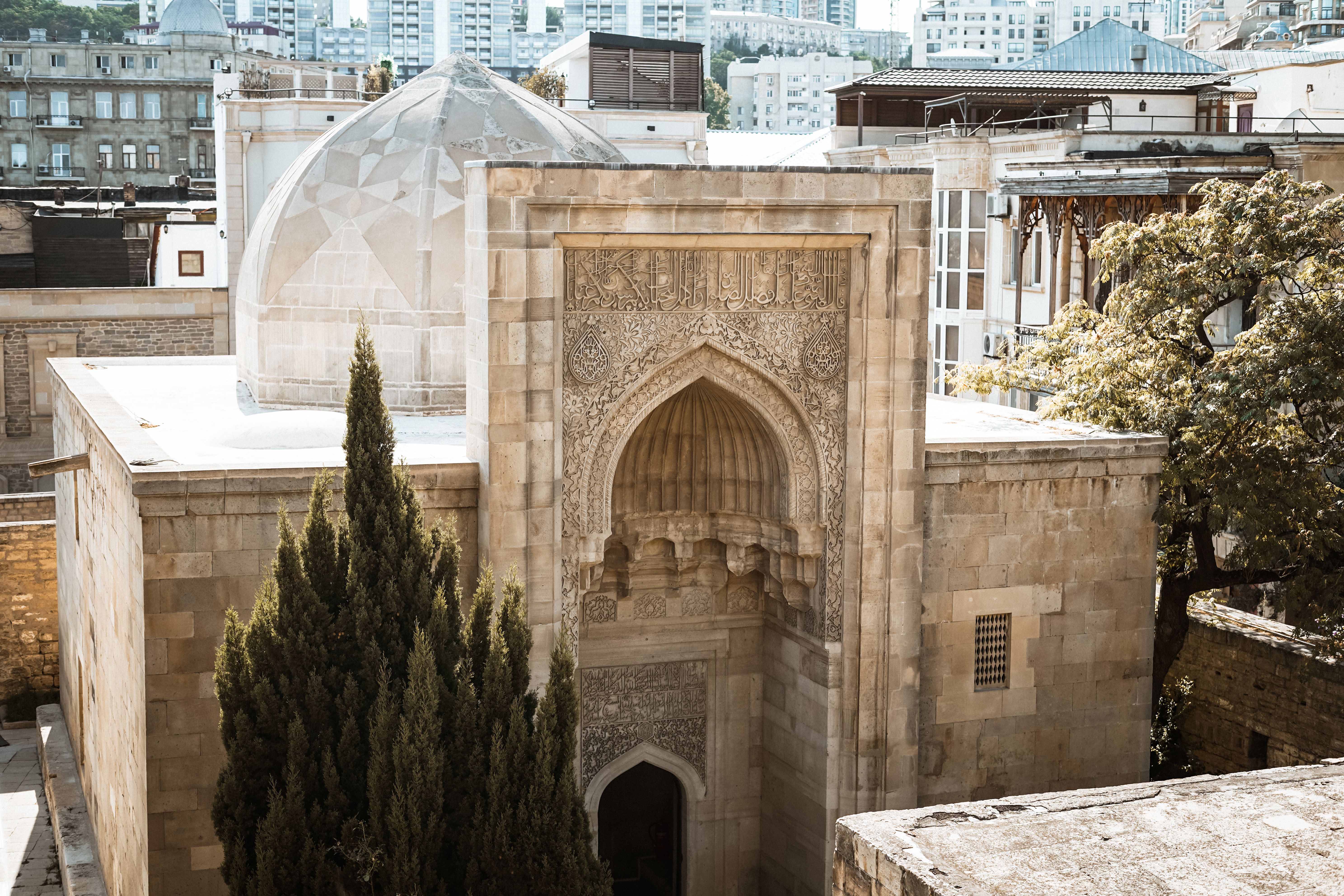 Beautiful historical building in Baku showcasing intricate architectural details and cultural heritage.