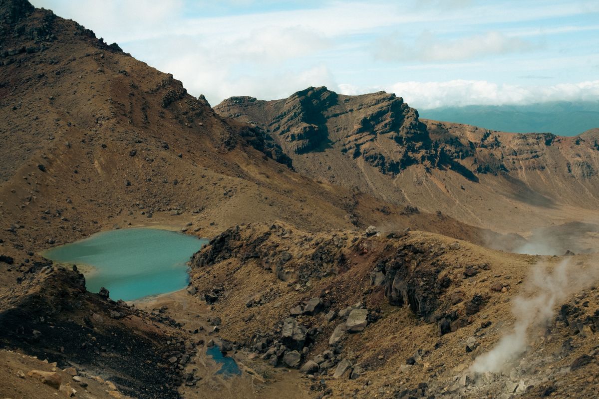 The Tongariro Alpine Crossing's Emerald Lakes — consistently voted New Zealand's finest single day walk.