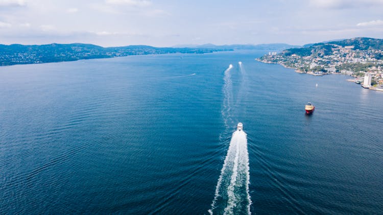 Person In White Shirt Standing On White Ship On Sea