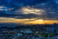 日落时分，鸟瞰吉隆坡天际线，戏剧性的天空与城市景观尽收眼底