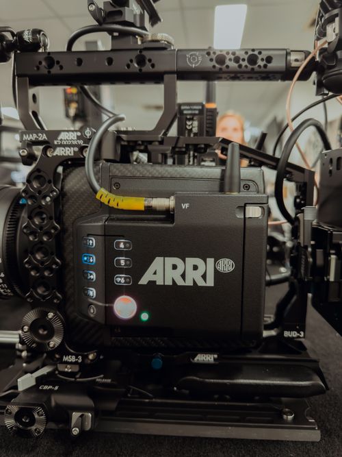 Free Close-up view of an ARRI cinema camera setup, ideal for professional filmmakers seeking high-quality video production tools. Stock Photo
