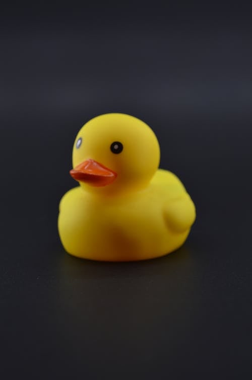 Yellow Rubber Duck on Black Surface