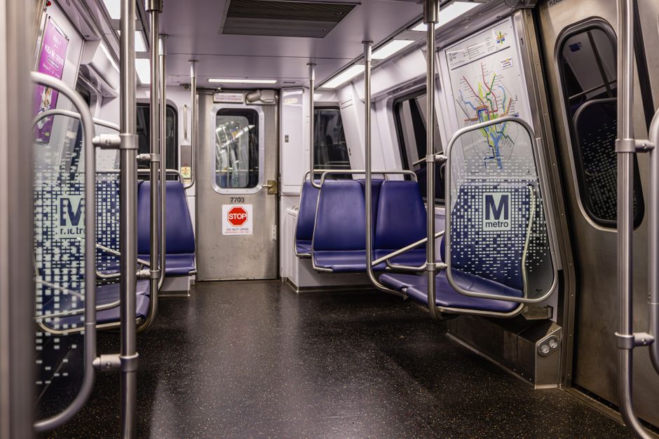 Clean interior of a Doha Metro Red Line train in Qatar