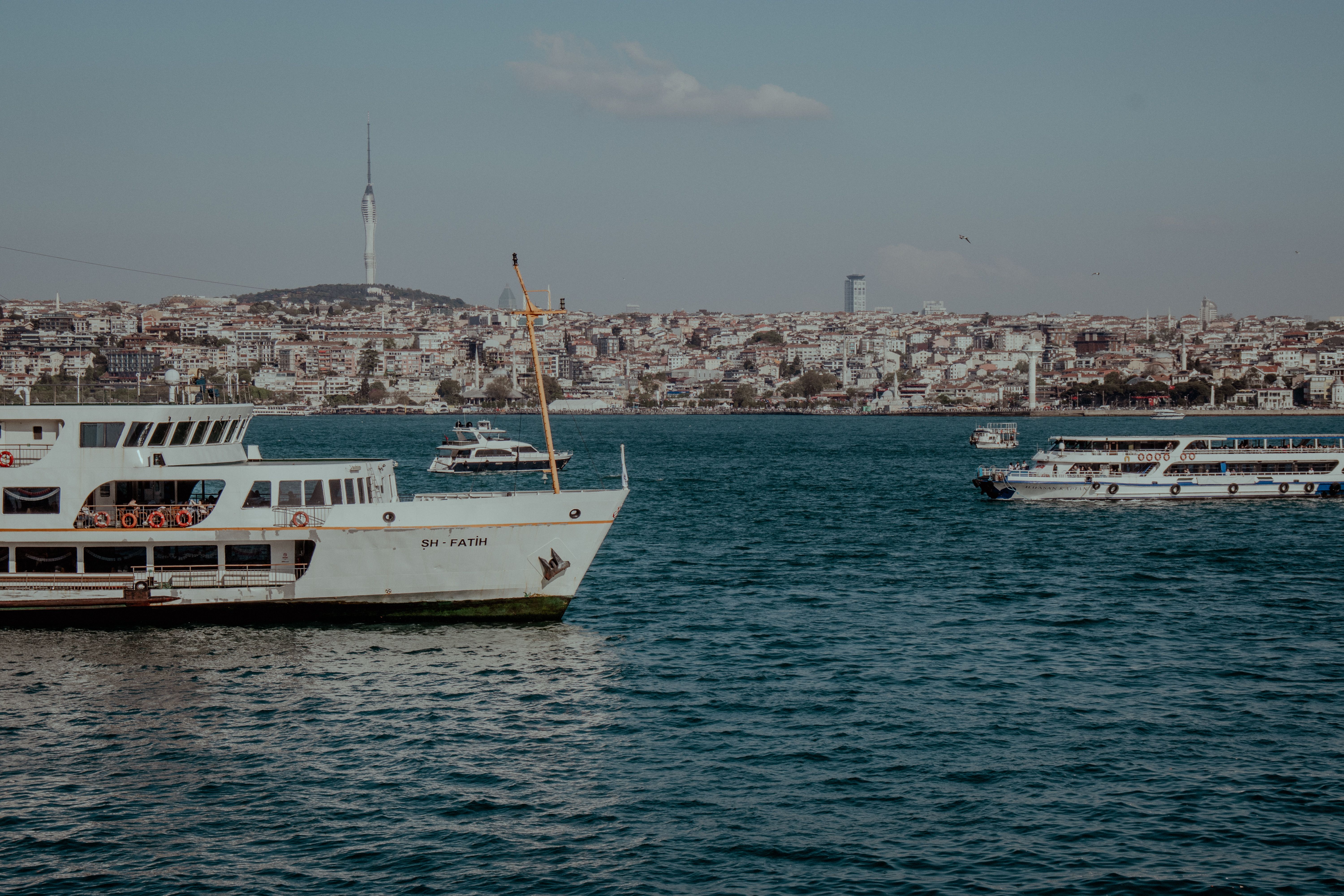 Scenic Bosphorus Strait with Ferries in Istanbul · Free Stock Photo