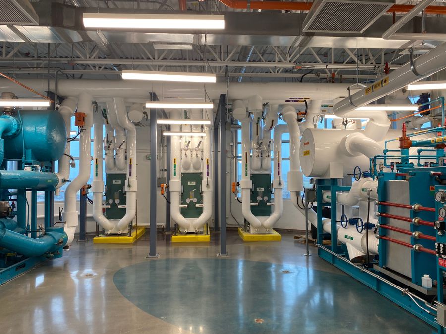 Industrial HVAC and building services mechanical room