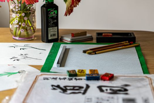 black sumi ink calligraphy