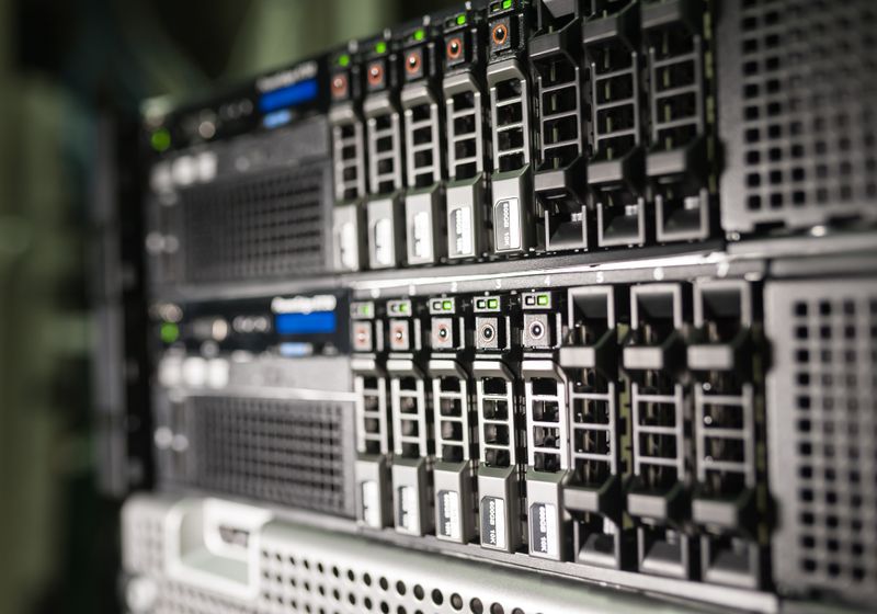 Enterprise server rack in a modern data centre