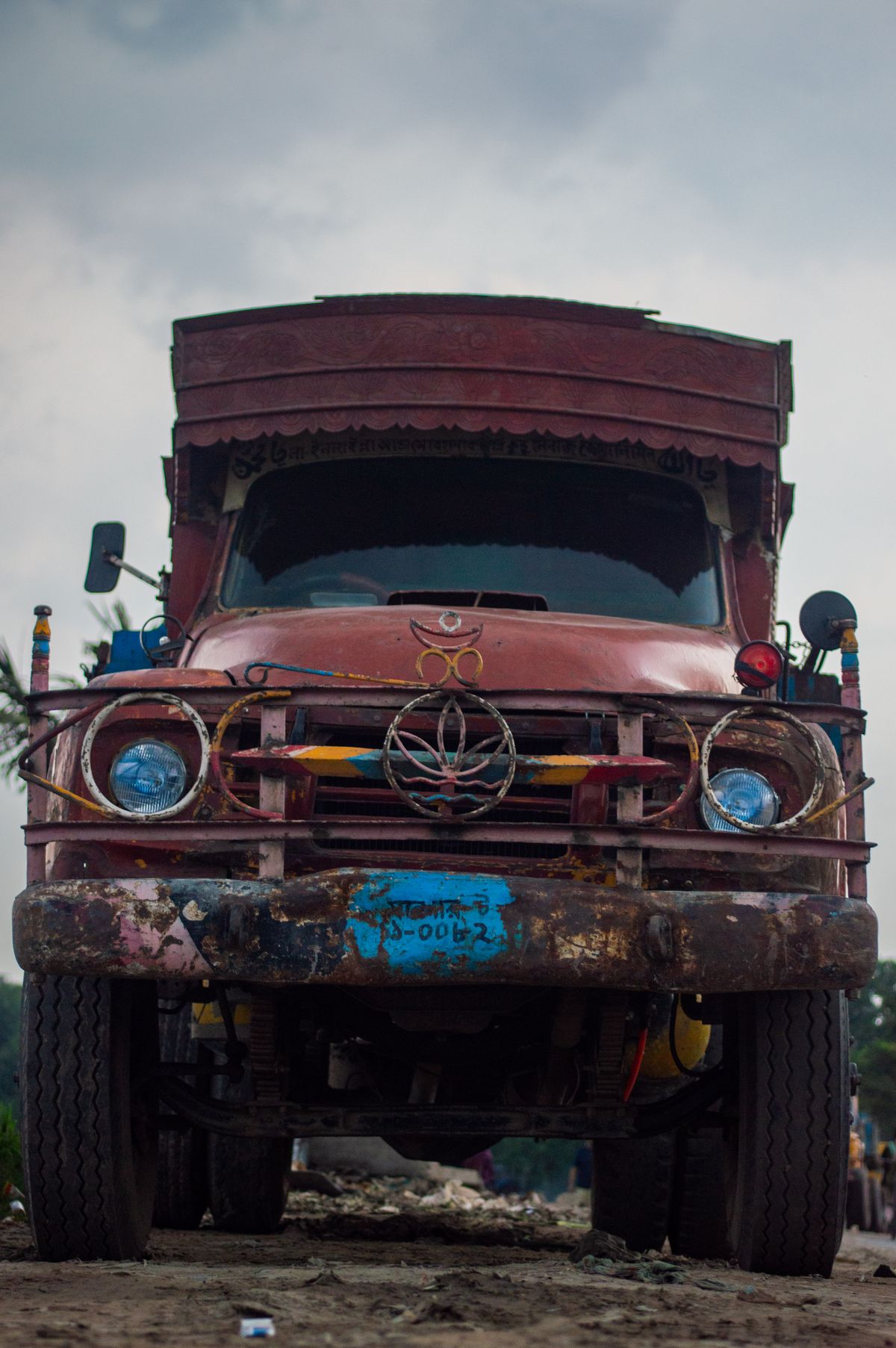 Decorated cargo truck on a road in Bangladesh