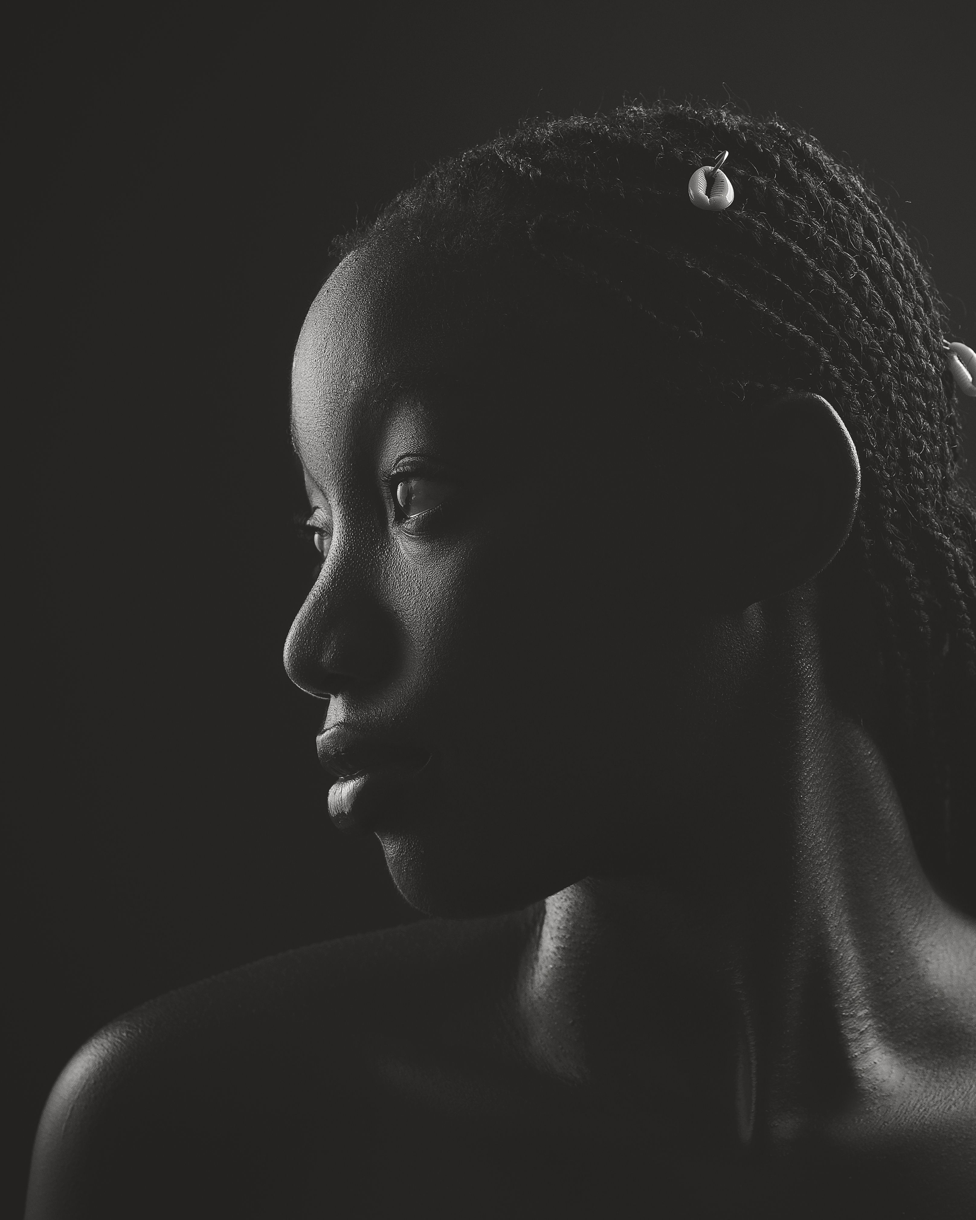 Black and White Portrait of Woman with Braided Hair · Free Stock Photo